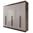 Ver imagem 3 de Guarda Roupa Casal 6 Portas 4 Gavetas Uberaba 100% MDF Marrom/New Canion/Off White