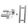 Kit ferragens para porta de vidro blindex pivotante + puxador tubular redondo 40x30cm - Branco - 1