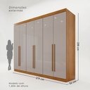 Ver imagem 3 de Guarda Roupa Casal 6 Portas 4 Gavetas Uberaba 100% MDF Marrom/Cinamomo/Off White