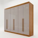 Ver imagem 2 de Guarda Roupa Casal 6 Portas 4 Gavetas Uberaba 100% MDF Marrom/Cinamomo/Off White