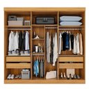 Ver imagem 2 de Guarda Roupa Casal 6 Portas 4 Gavetas Uberaba 100% MDF Marrom/Cinamomo/Off White
