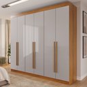 Ver imagem 1 de Guarda Roupa Casal 6 Portas 4 Gavetas Uberaba 100% MDF Marrom/Cinamomo/Off White