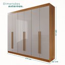 Ver imagem 4 de Guarda Roupa Casal 6 Portas 4 Gavetas Uberaba 100% MDF Marrom/Cinamomo/Off White