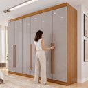Ver mais imagens de Guarda Roupa Casal 6 Portas 4 Gavetas Uberaba 100% MDF Marrom/Cinamomo/Off White
