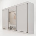 Ver imagem 2 de Guarda Roupa Casal 3 Portas de Correr com Espelho Central 6 Gavetas Garibaldi 100% MDF Branco/Neve