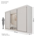 Ver imagem 3 de Guarda Roupa Casal 3 Portas de Correr com Espelho Central 6 Gavetas Garibaldi 100% MDF Branco/Neve