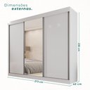 Ver imagem 4 de Guarda Roupa Casal 3 Portas de Correr com Espelho Central 6 Gavetas Garibaldi 100% MDF Branco/Neve