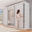 Ver mais imagens de Guarda Roupa Casal 3 Portas de Correr com Espelho Central 6 Gavetas Garibaldi 100% MDF Branco/Neve