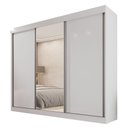 Ver imagem 3 de Guarda Roupa Casal 3 Portas de Correr com Espelho Central 6 Gavetas Garibaldi 100% MDF Branco/Neve