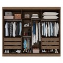 Ver imagem 3 de Guarda Roupa Casal 3 Portas de Correr com Espelho Central 6 Gavetas Garibaldi 100% MDF Marrom/New Canion/Off White