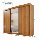 Ver imagem 4 de Guarda Roupa Casal 3 Portas de Correr com Espelho Central 6 Gavetas Garibaldi 100% MDF