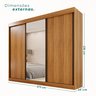 Guarda Roupa Casal 3 Portas de Correr com Espelho Central 6 Gavetas Garibaldi 100% MDF - 4