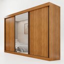 Ver imagem 2 de Guarda Roupa Casal 3 Portas de Correr com Espelho Central Garibaldi 100% MDF Cinamomo/Off White