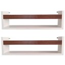 Ver imagem 1 de Kit 2 Prateleira para Livros 65cm Branco Trava Imbuia