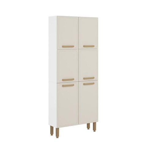 Paneleiro de Cozinha em Aço 6 Portas Essência Bertolini - Areia/branco