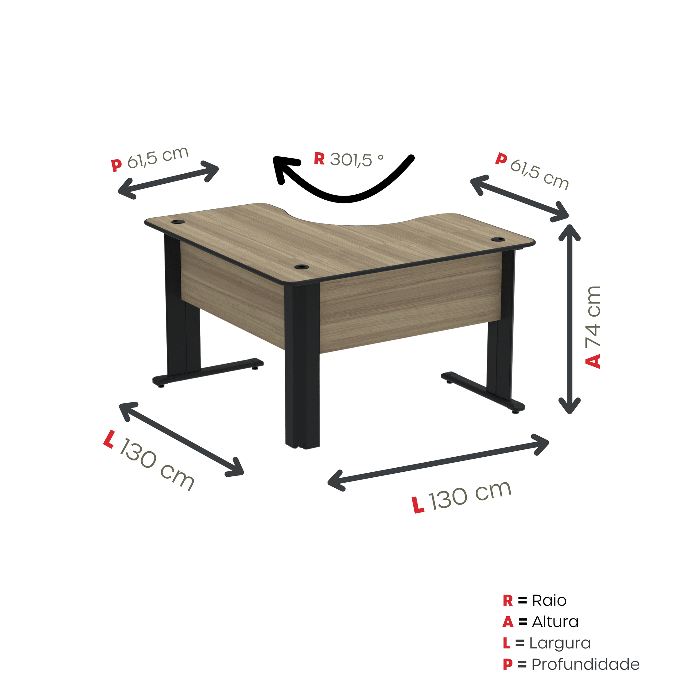 Mesa para Escritório em L 130x130cm ETP 1313 Maxxi - 3