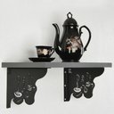 Ver imagem 2 de Par Mãos Francesas Decorativas 20cm Cantinho do Café Bule e Xícara Preto Aço