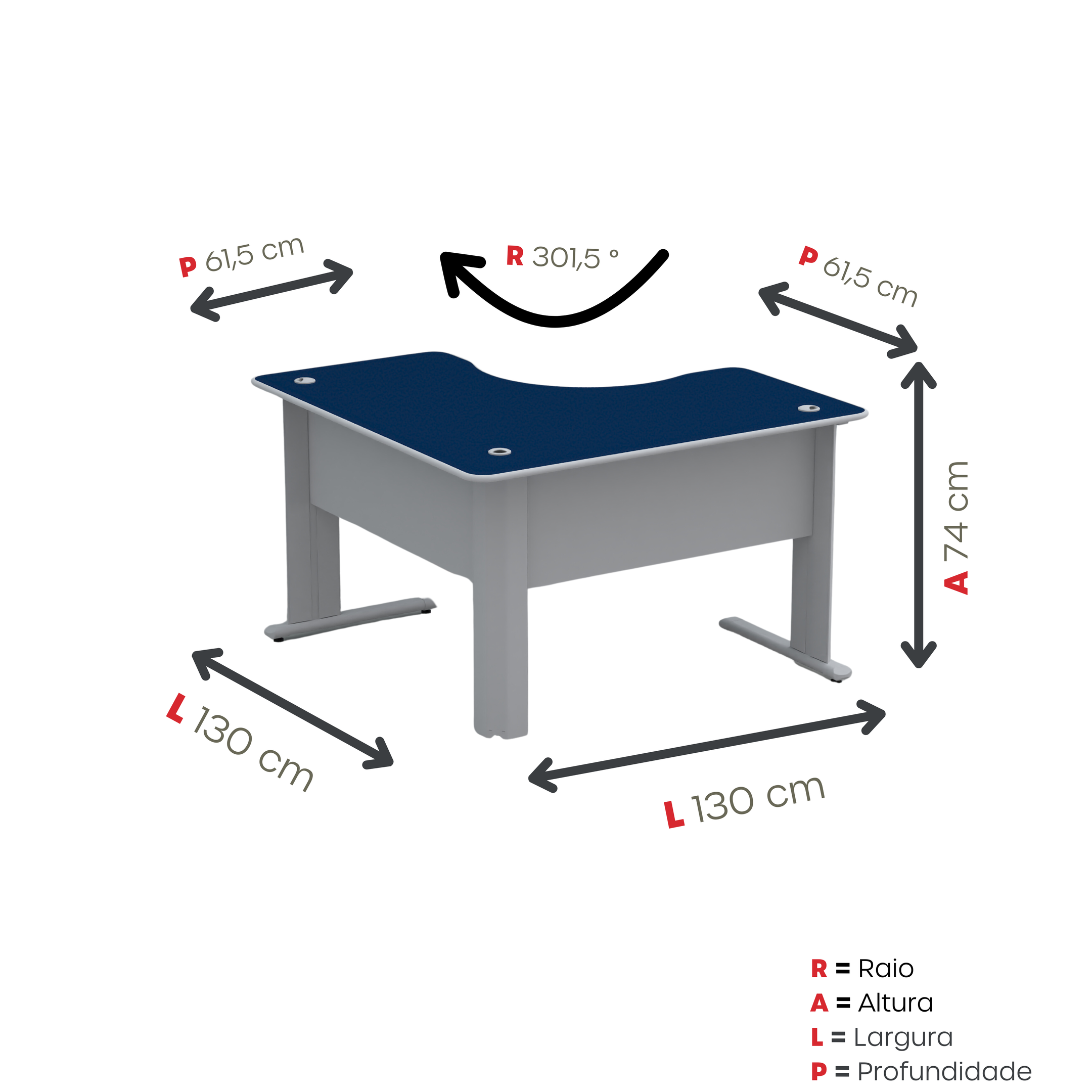 Mesa para Escritório em L 130x130cm ETP 1313 Maxxi - 3