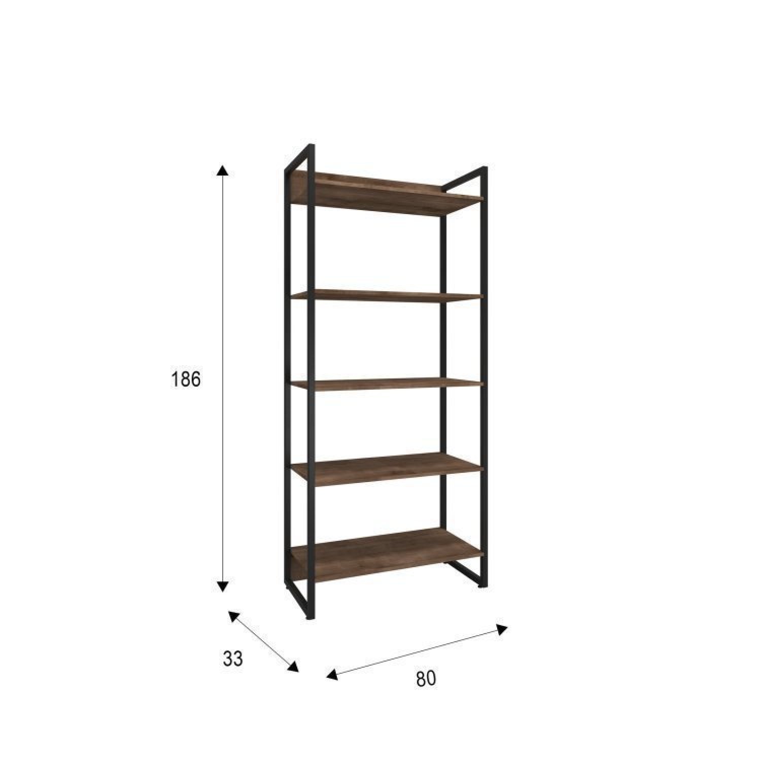 Escrivaninha 120cm Iron com Estante Livros em Aço e MDP Industrial Espresso Móveis - 11