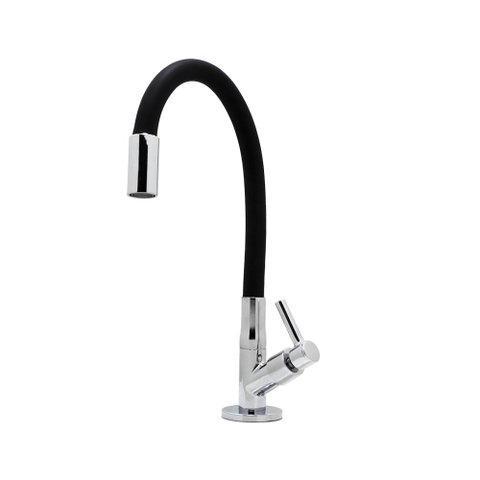 Torneira Cozinha Mesa Gourmet Flexível Preto Fosco 1/4 Volta ABS Bica Flexível