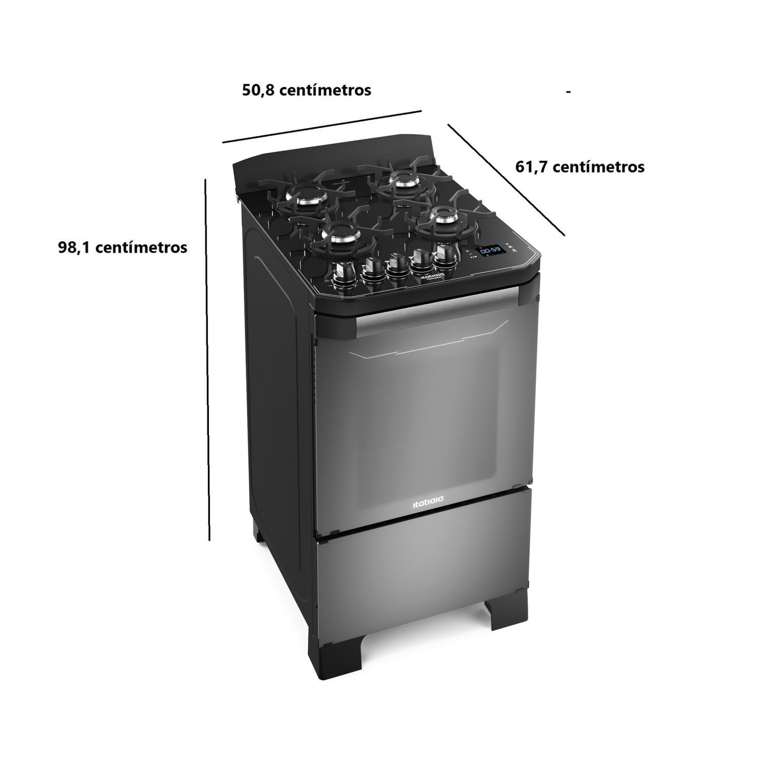 Fogão 4 Bocas Mesa de Vidro Timer Digital Bivolt Automático Itamaster Itatiaia Prata - 5