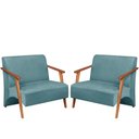 Ver imagem 1 de Poltrona Namoradeira Venus Braço Madeira Maciça Suede Unidecor Turquesa