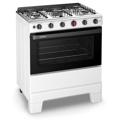Fogão 5 Bocas Esmaltec Ideal Super 84l Bivolt Branco com Mesa Inox Acendimento Automático