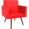 Poltrona Decorativa Nina Pé Palito Suede Vermelho - 1