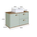 Ver imagem 3 de Gabinete de Banheiro 100% MDF 1 Porta e 2 Gavetas com Cuba Lívia 80cm Yescasa Verde/Freijó/Moscatel