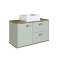 Ver imagem 2 de Gabinete de Banheiro 100% MDF 1 Porta e 2 Gavetas com Cuba Lívia 80cm Yescasa Verde/Freijó/Moscatel