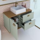 Ver imagem 6 de Gabinete de Banheiro 100% MDF 1 Porta e 2 Gavetas com Cuba Lívia 80cm Yescasa Verde/Freijó/Moscatel