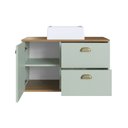 Ver imagem 5 de Gabinete de Banheiro 100% MDF 1 Porta e 2 Gavetas com Cuba Lívia 80cm Yescasa Verde/Freijó/Moscatel