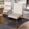 Cadeira de Jantar Escritorio Industrial Garden Ferro Bronze Suede Bege - Móveis Mafer - 4