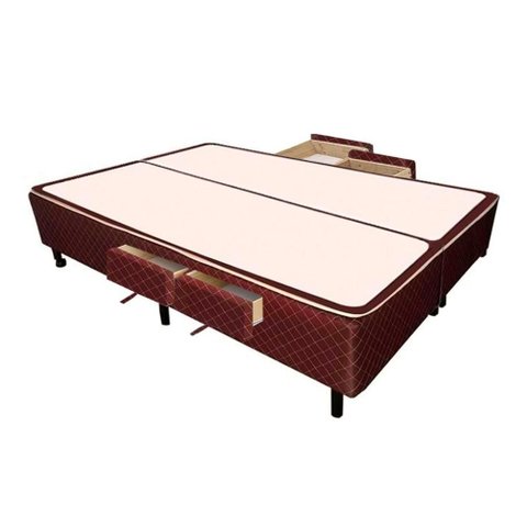 Cama Base c/Aux 4 Gavetas Queen Castor Poli Brown 158x198x27