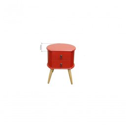 Mesa de Cabeceira 2 Gavetas Retrô Madeira Maçica Pés Palitos Cor:vermelho - 4