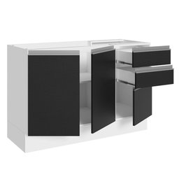 Balcão Gabinete de Pia Armário de Cozinha 100% MDF 120 cm 3 Portas 2 Gavetas Branco/Preto Acordes Madesa - 6