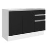 Balcão Gabinete de Pia Armário de Cozinha 100% MDF 120 cm 3 Portas 2 Gavetas Branco/Preto Acordes Madesa - 2