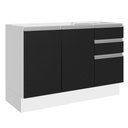 Ver imagem 2 de Balcão Gabinete de Pia Armário de Cozinha 100% MDF 120 cm 3 Portas 2 Gavetas Branco/Preto Acordes Madesa