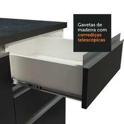 Balcão Gabinete de Pia Armário de Cozinha 100% MDF 120 cm 3 Portas 2 Gavetas Branco/Preto Acordes Madesa - 7