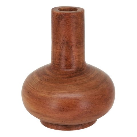 Vaso Decorativo de Madeira Natural 16x13x13cm Enfeite Sala Mesa Estante Aparador