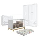 Ver imagem 1 de Quarto de Bebê Americano 4 Portas Com berço Americano Mini Cama Q Encanto Slim Branco Acetinado - Qm