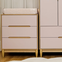 Ver mais imagens de Berço Cômoda e Guarda Roupa Rosa 4 Portas para Quarto de Bebê Linha Tomi Quater