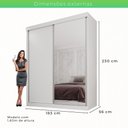 Ver imagem 7 de Guarda Roupa Casal 2 Portas de Correr 3 Gavetas Búzios 100% MDF Branco