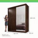 Ver imagem 6 de Guarda Roupa Casal 2 Portas de Correr 3 Gavetas Búzios 100% MDF Marrom/New Canion