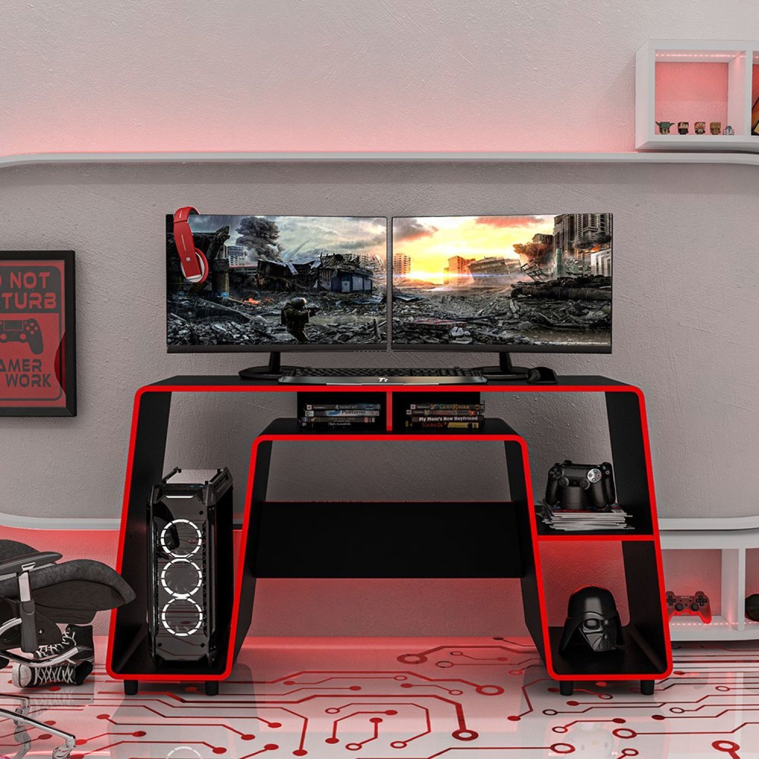 Mesa Gamer com Espaço para CPU London Politorno - 6