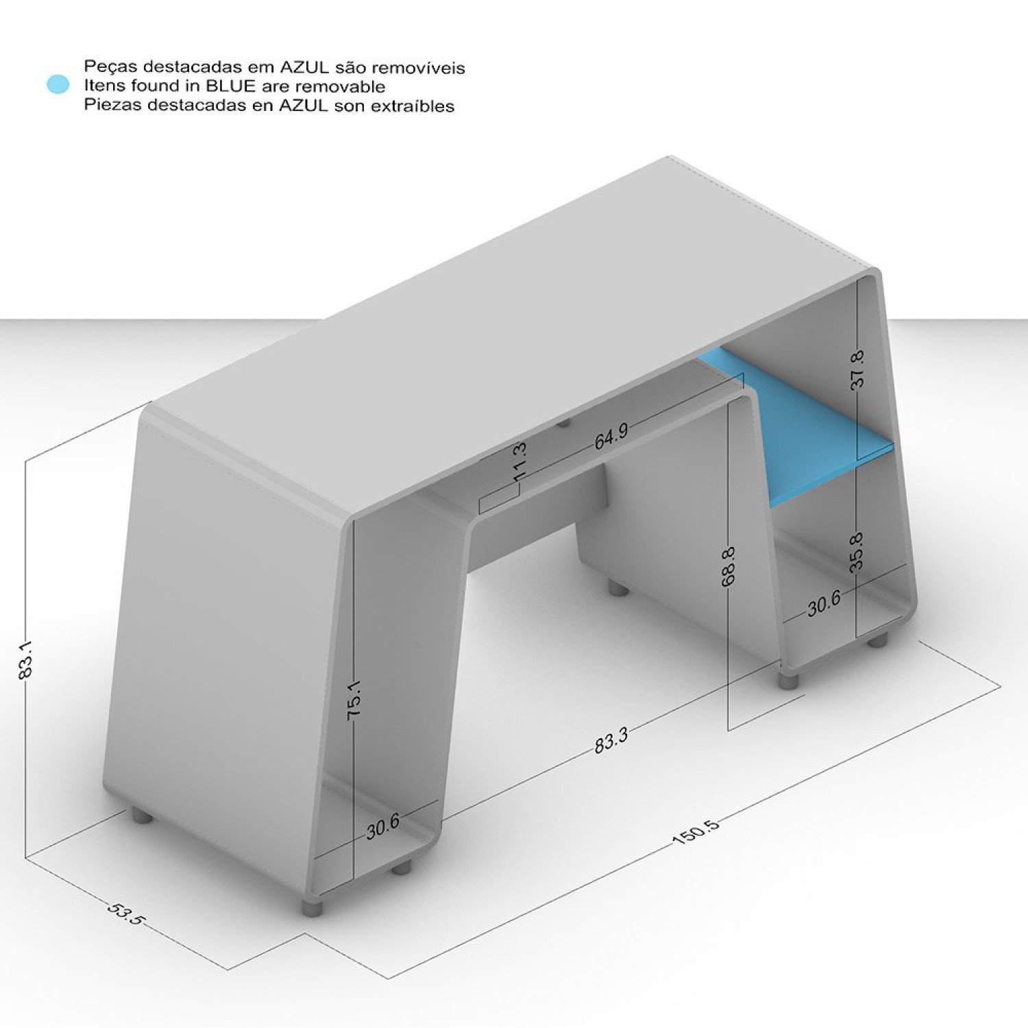 Mesa Gamer com Espaço para CPU London Politorno - 3