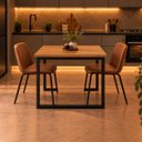 Ver imagem 3 de Mesa de Jantar Reforçada Industrial 140x50cm Tampo Marrom Pés Preto