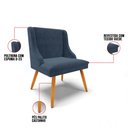 Ver imagem 3 de Kit 6 Cadeiras Estofadas para Sala de Jantar Pés Palito Lia Suede Azul Marinho - Ibiza