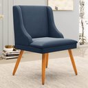 Ver imagem 2 de Kit 6 Cadeiras Estofadas para Sala de Jantar Pés Palito Lia Suede Azul Marinho - Ibiza