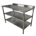 Ver imagem 1 de Mesa de Aço Inox Industrial 110x60x90 Cm com 2 Prateleiras Plano Liso com Espelho Nortinox Stander